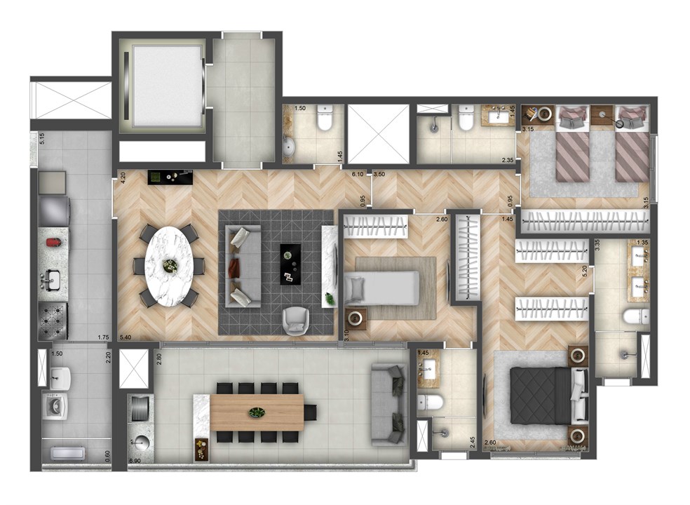 Apartamento à venda com 3 quartos, 125m² - Foto 7