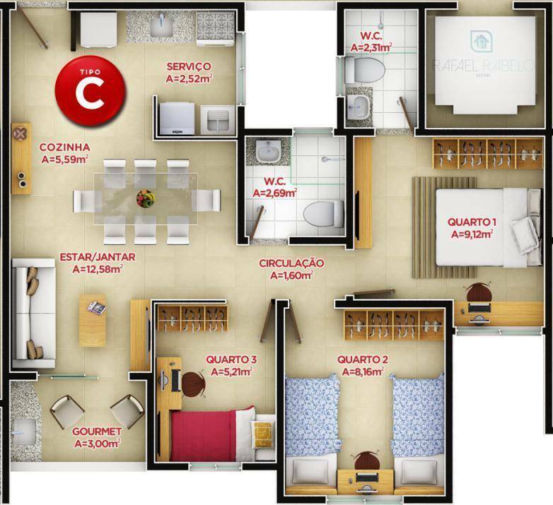 Apartamento à venda com 3 quartos, 59m² - Foto 30