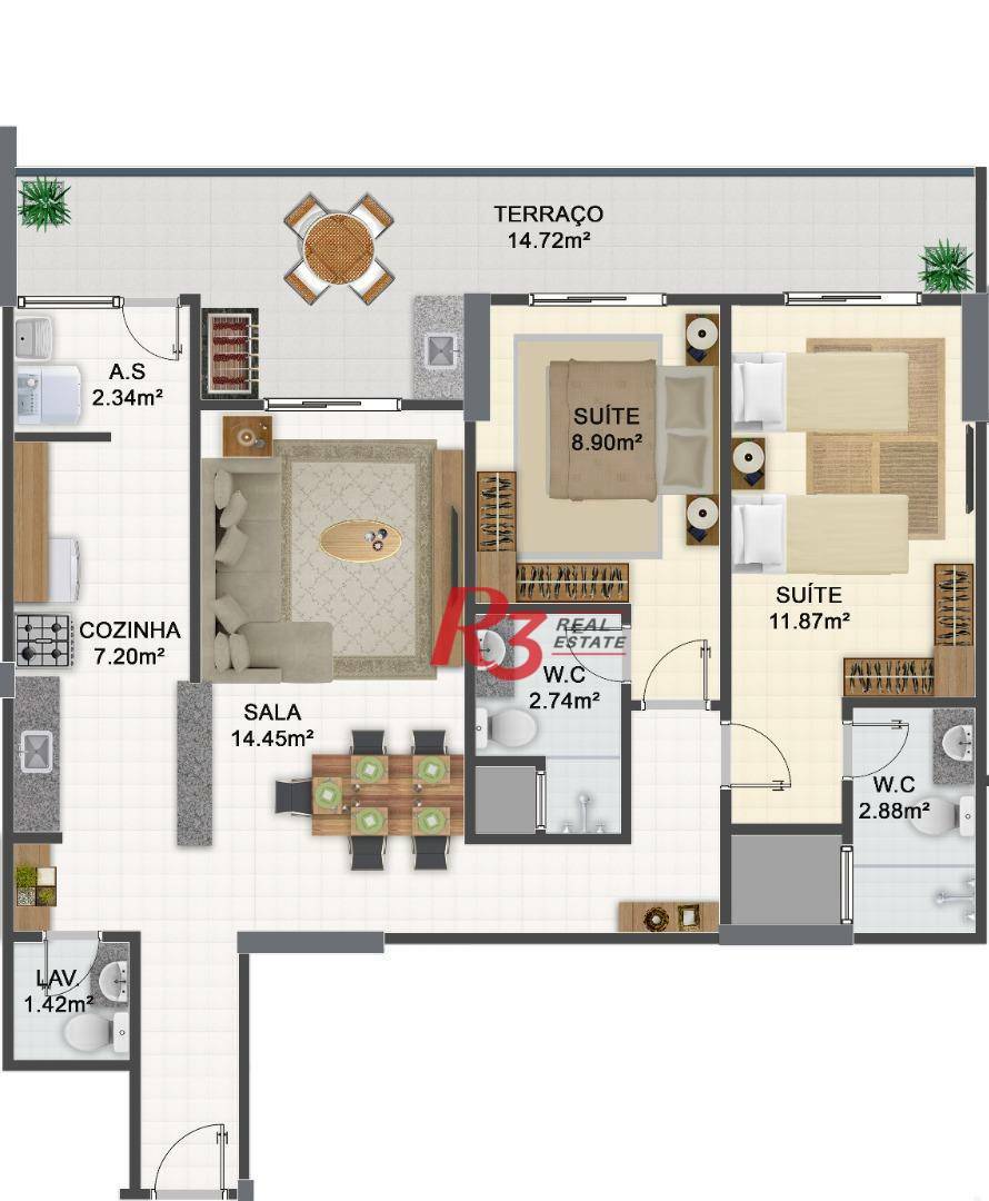 Apartamento à venda com 2 quartos, 84m² - Foto 3