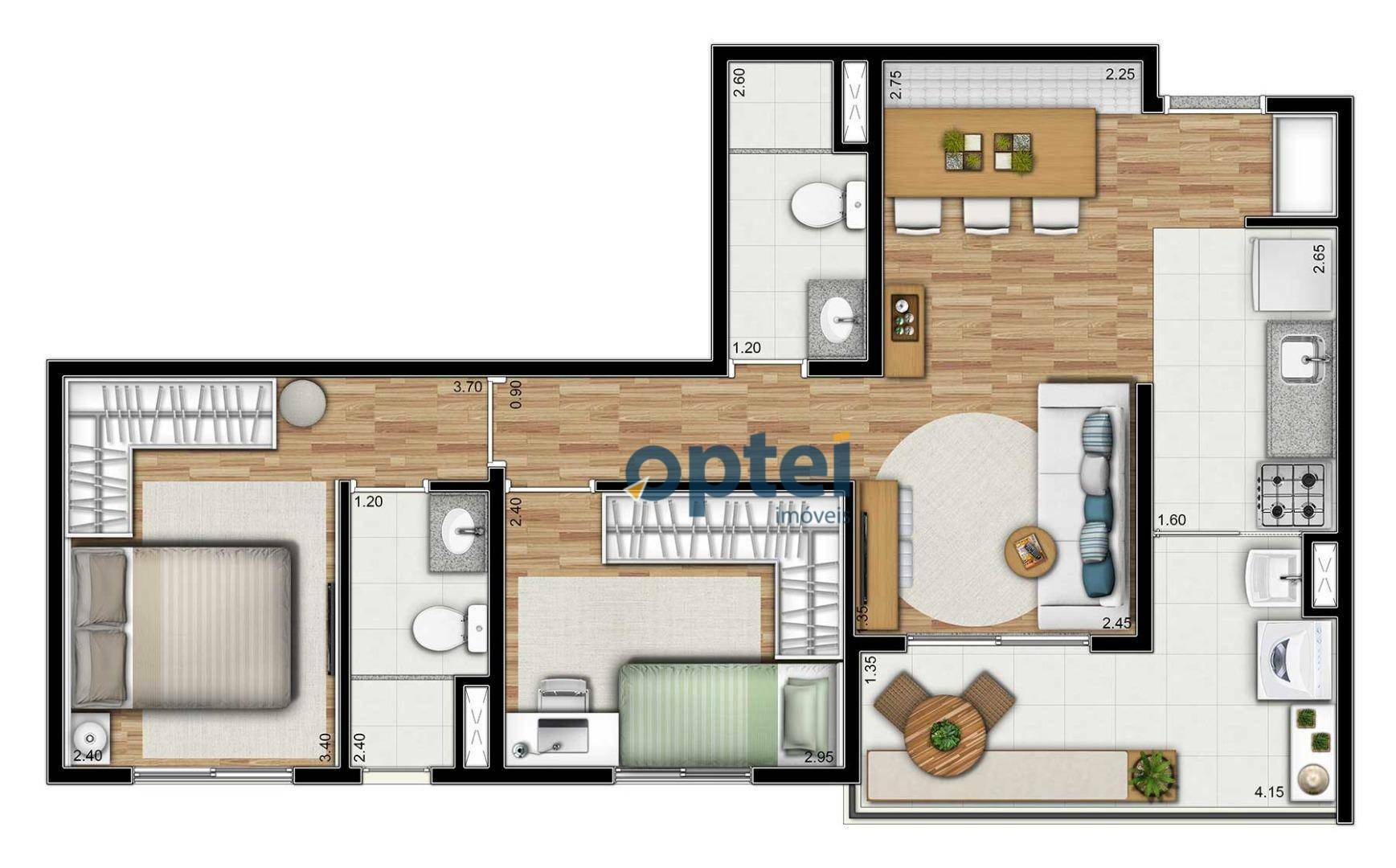 Apartamento à venda com 2 quartos, 57m² - Foto 2