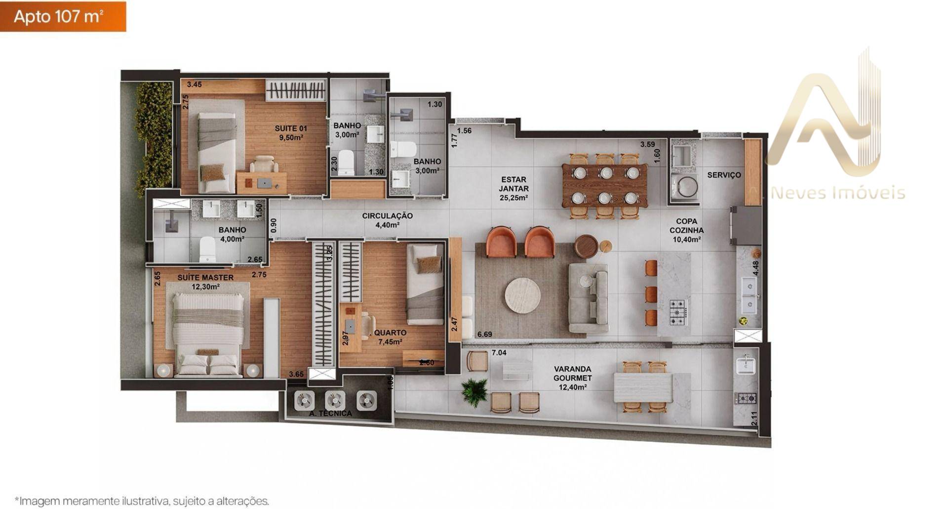 Apartamento, 3 quartos, 107 m² - Foto 2