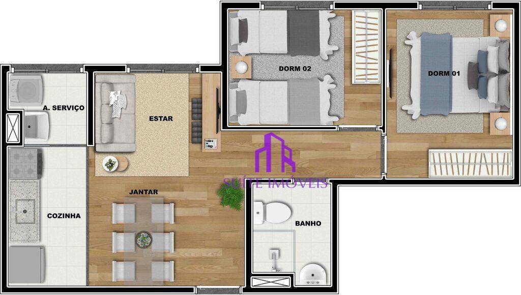 Apartamento à venda com 2 quartos, 41m² - Foto 1