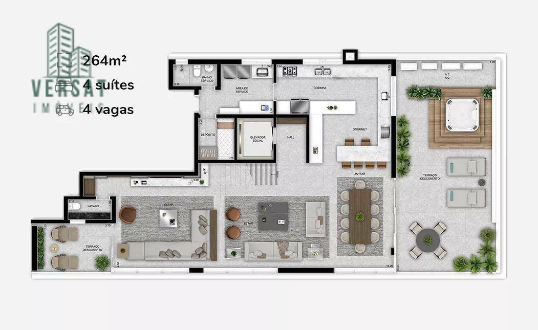 Cobertura à venda com 4 quartos, 264m² - Foto 4