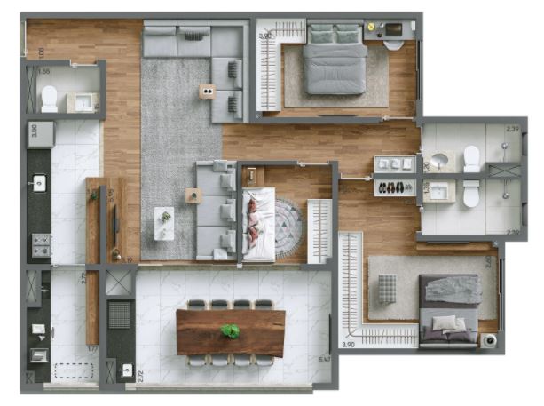 Apartamento à venda com 3 quartos, 98m² - Foto 2