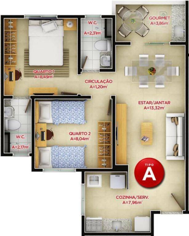 Apartamento à venda com 3 quartos, 59m² - Foto 28
