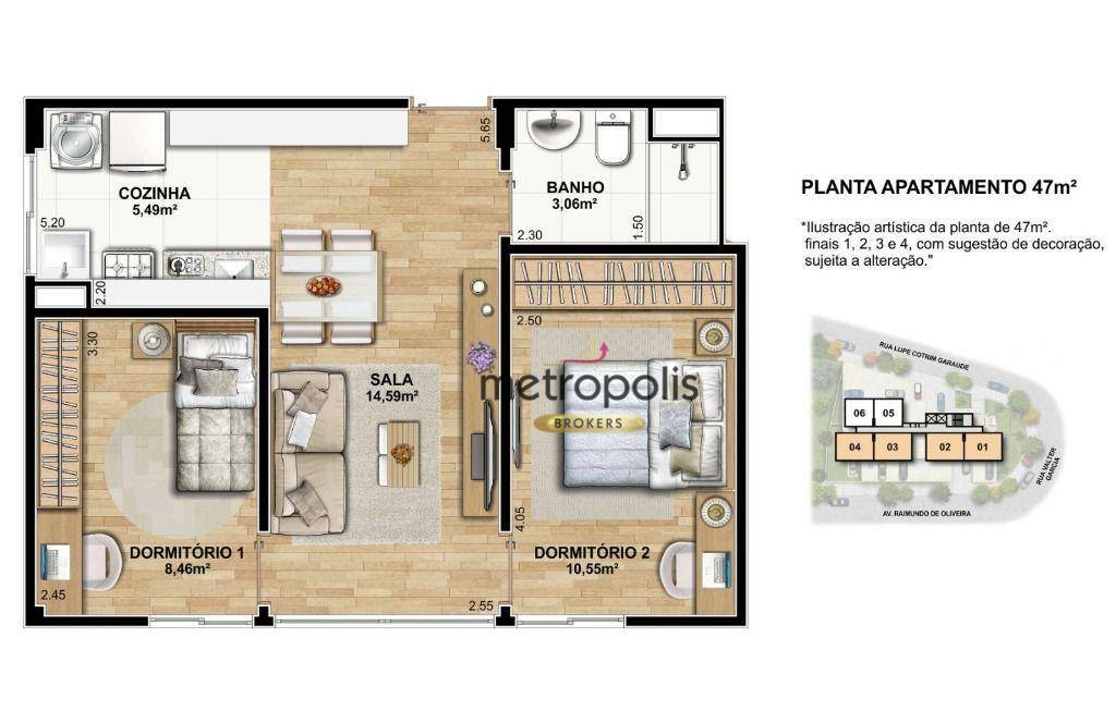 Apartamento à venda com 2 quartos, 46m² - Foto 3