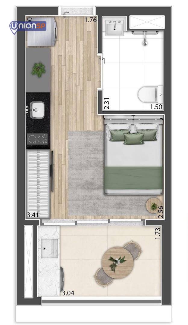 Apartamento à venda com 1 quarto, 38m² - Foto 2