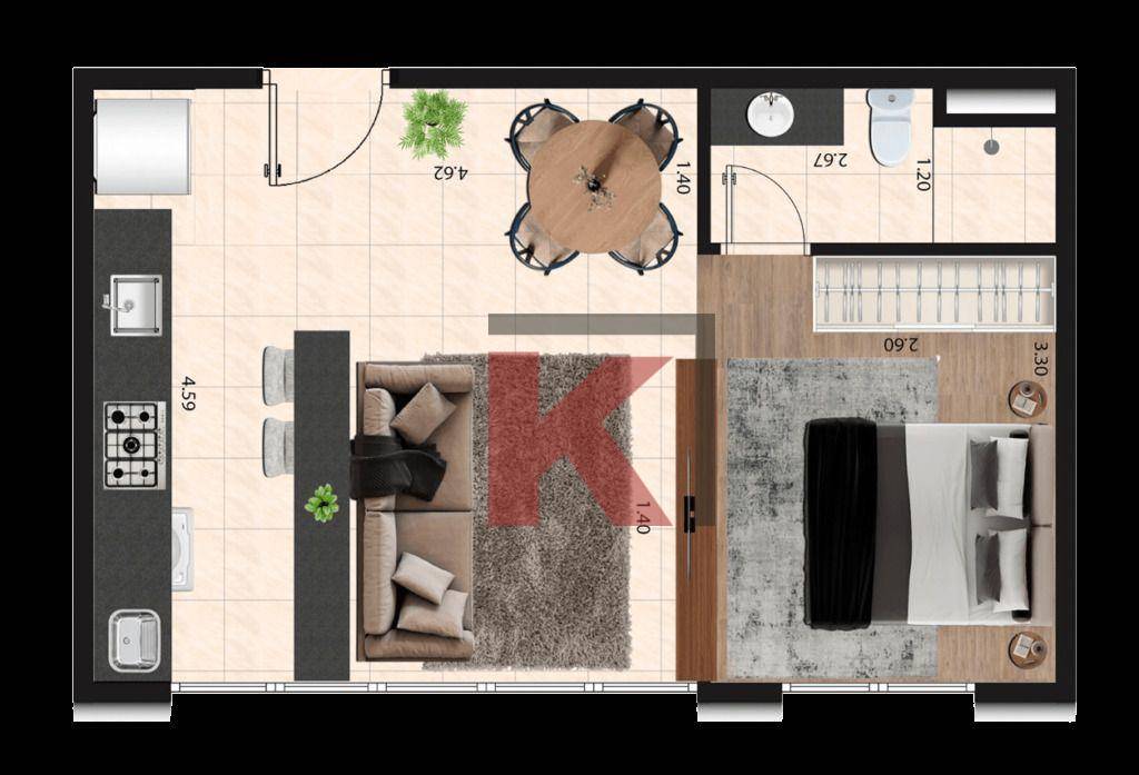 Apartamento, 1 quarto, 37 m² - Foto 5