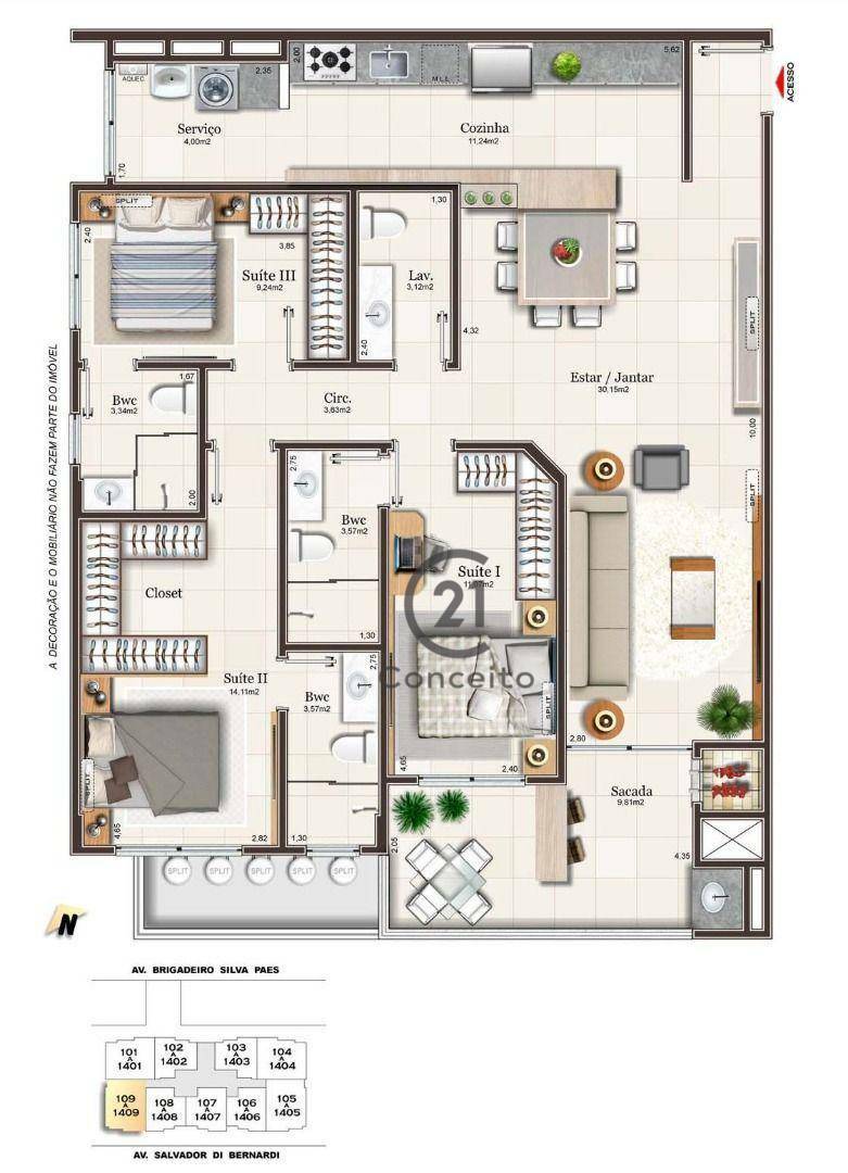 Apartamento à venda com 3 quartos, 123m² - Foto 14