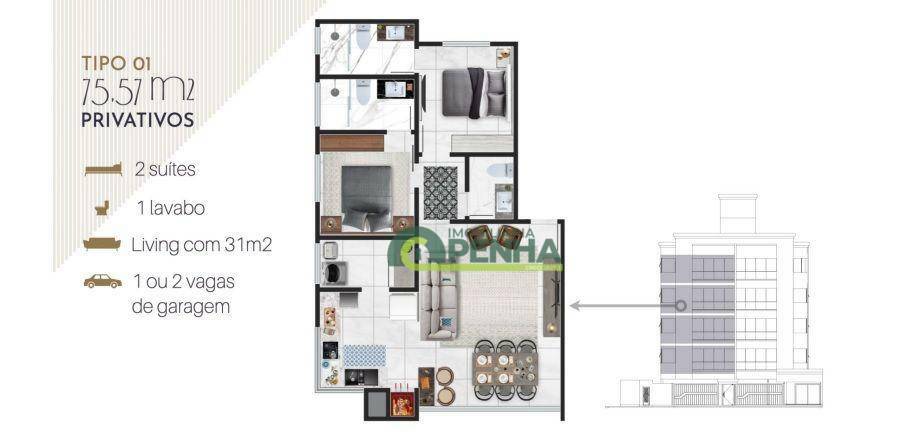 Apartamento à venda com 2 quartos, 70m² - Foto 2