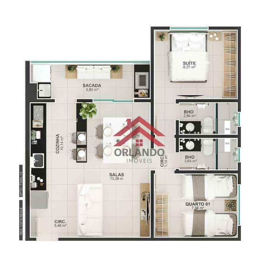 Apartamento à venda com 2 quartos, 59m² - Foto 14