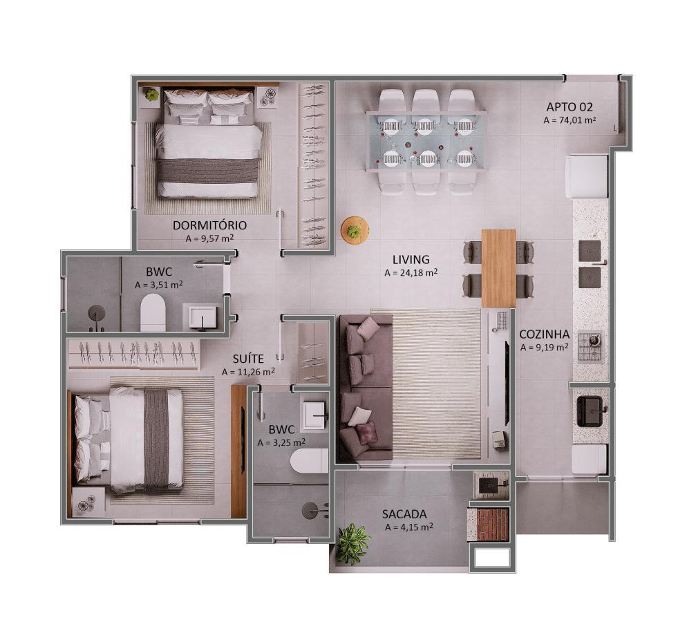 Apartamento à venda com 2 quartos, 74m² - Foto 21