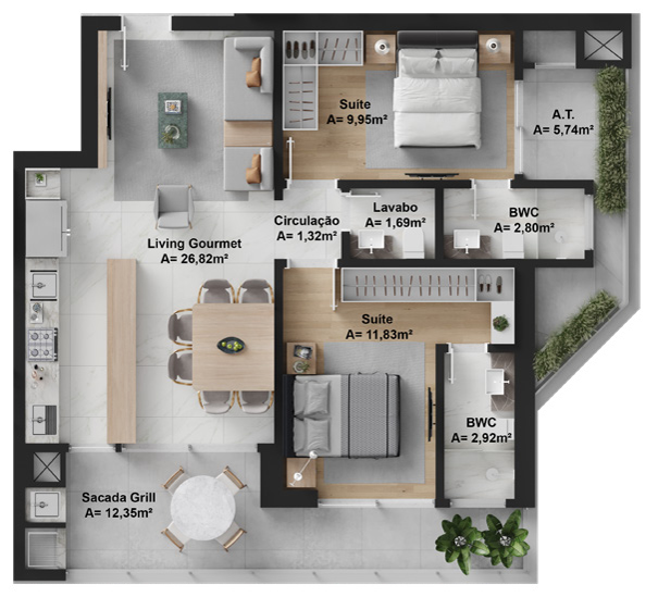 Apartamento à venda com 2 quartos, 116m² - Foto 13