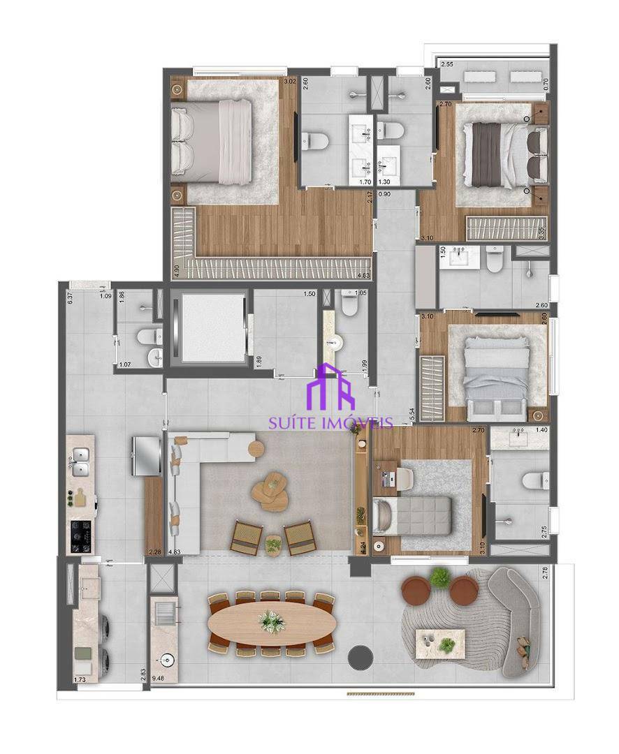 Apartamento à venda com 3 quartos, 143m² - Foto 7