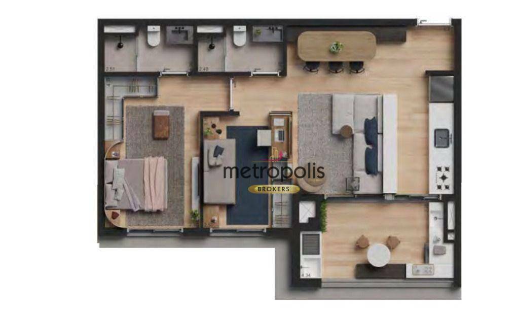 Apartamento à venda com 2 quartos, 72m² - Foto 2