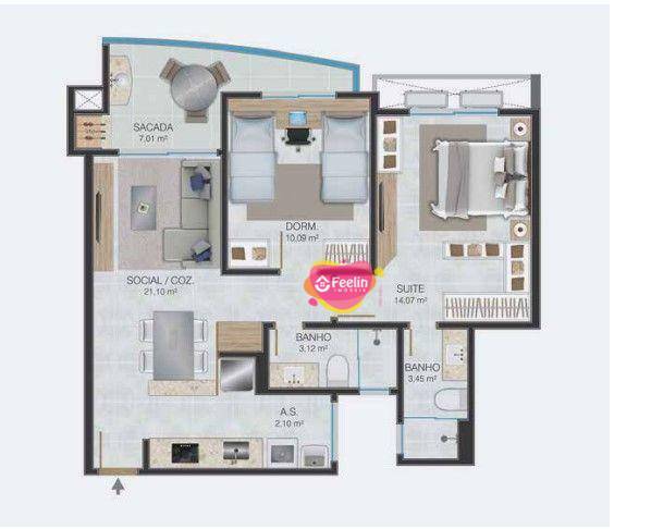 Apartamento, 2 quartos, 69 m² - Foto 4