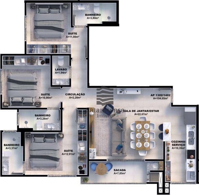 Apartamento à venda com 3 quartos, 87m² - Foto 4