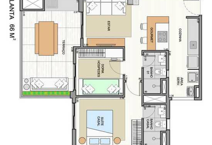 Apartamento à venda com 2 quartos, 64m² - Foto 2