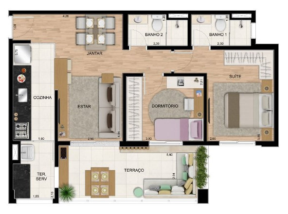 Apartamento à venda com 2 quartos, 70m² - Foto 4