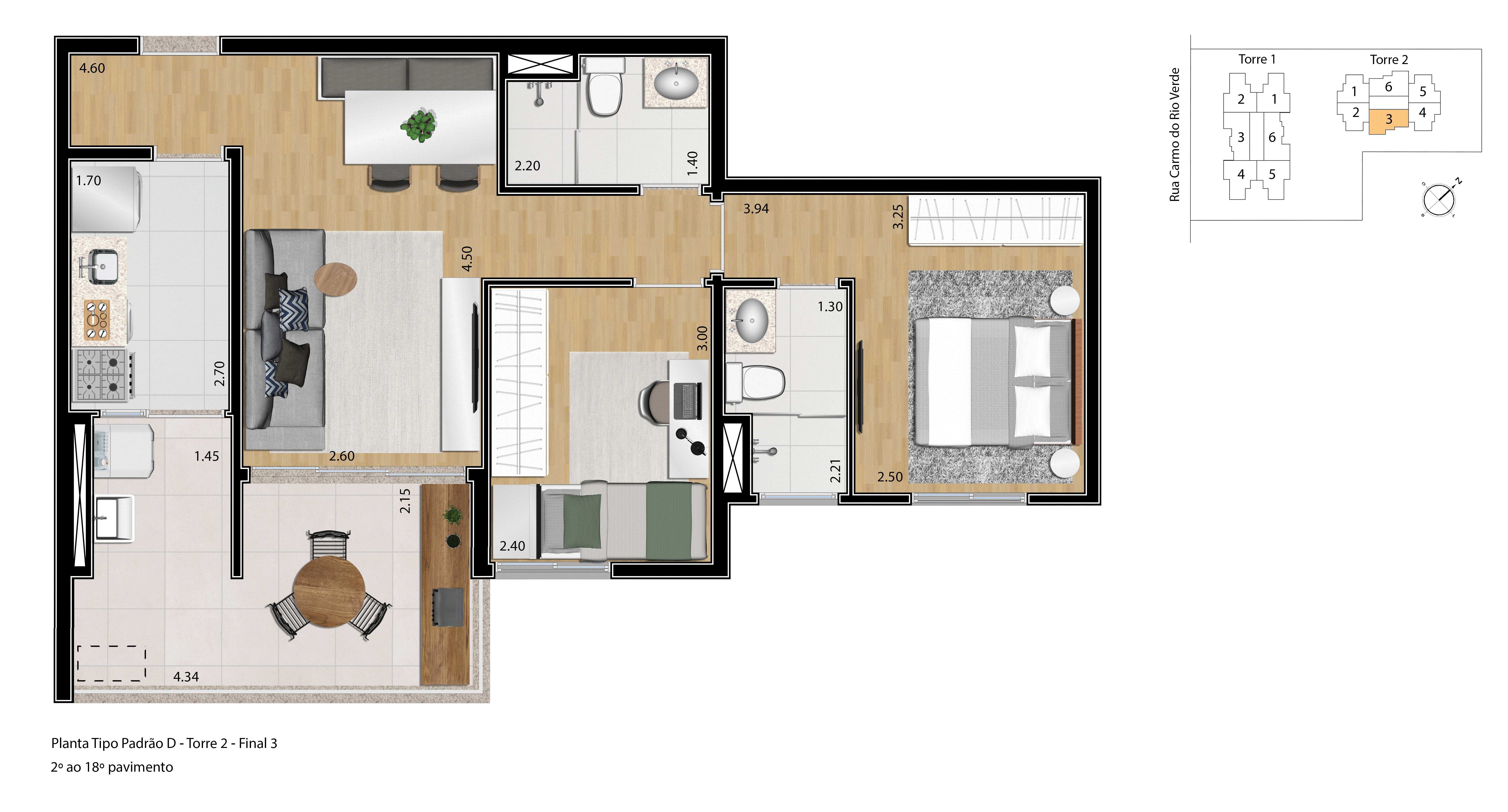 Apartamento à venda com 2 quartos, 61m² - Foto 3