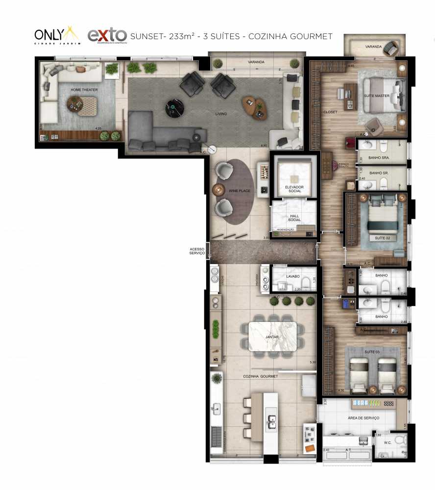 Apartamento à venda com 3 quartos, 233m² - Foto 10