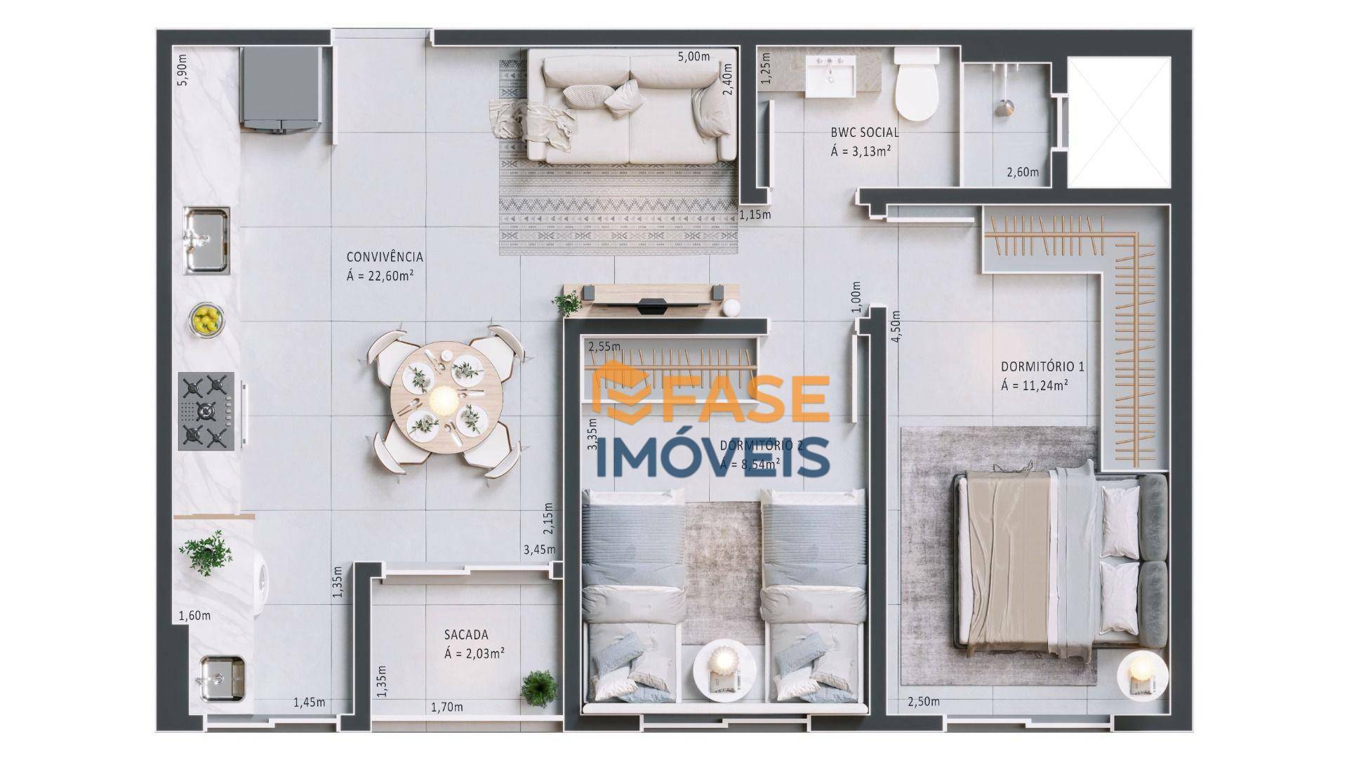 Apartamento à venda com 2 quartos, 55m² - Foto 4