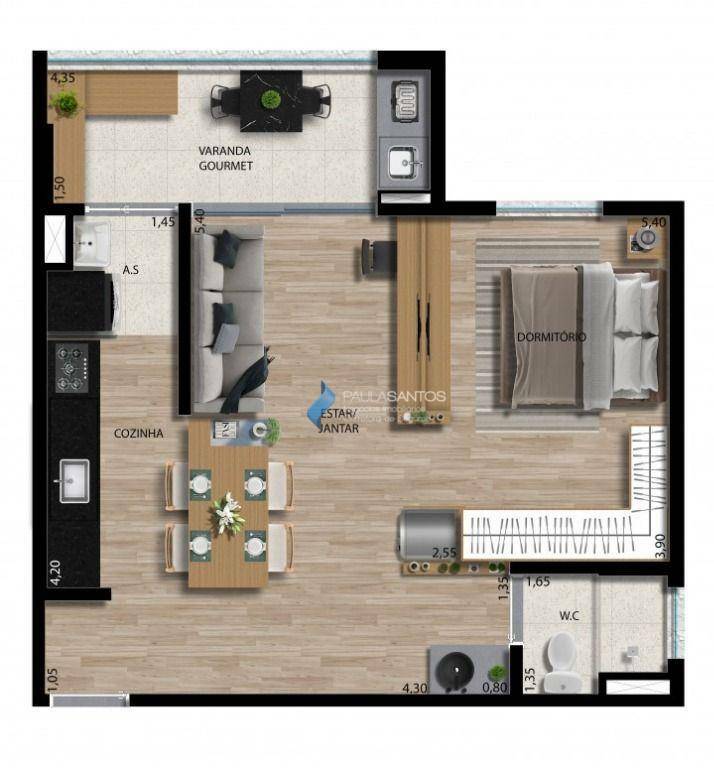 Apartamento à venda com 1 quarto, 48m² - Foto 7