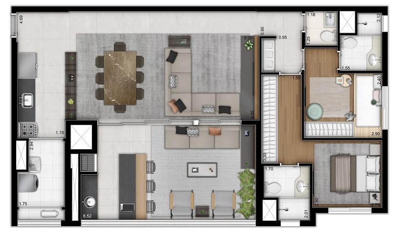 Apartamento à venda com 2 quartos, 111m² - Foto 4