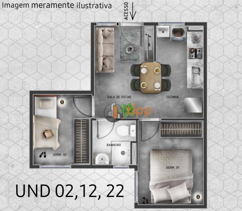 Apartamento à venda com 2 quartos, 32m² - Foto 9