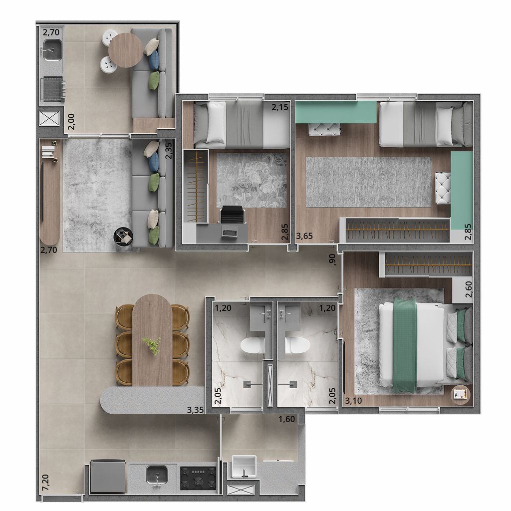 Apartamento à venda com 3 quartos, 70m² - Foto 17