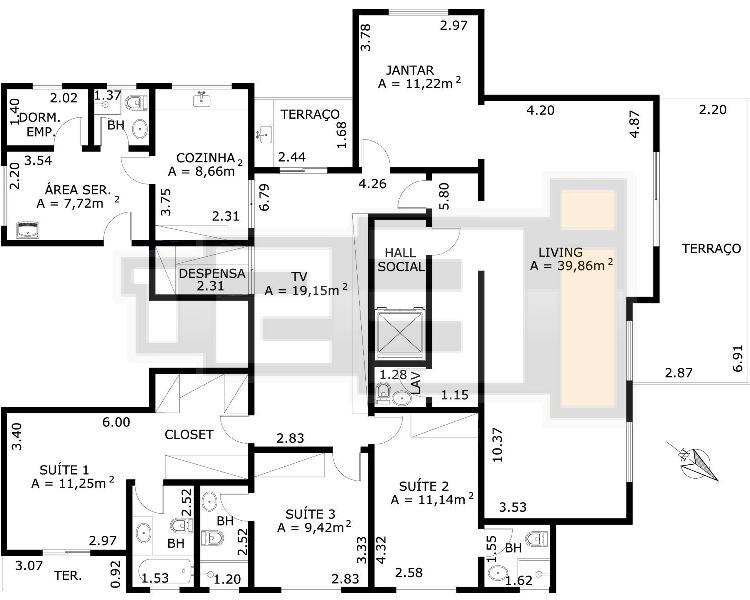 Apartamento à venda com 3 quartos, 208m² - Foto 2