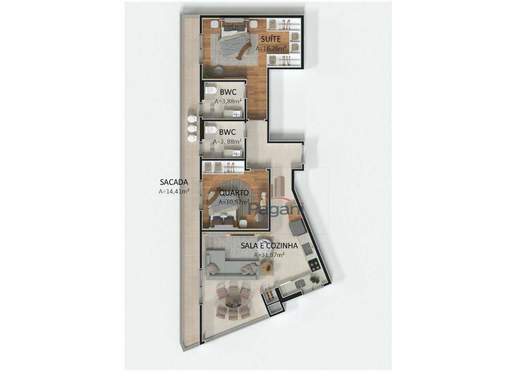 Apartamento à venda com 2 quartos, 71m² - Foto 3