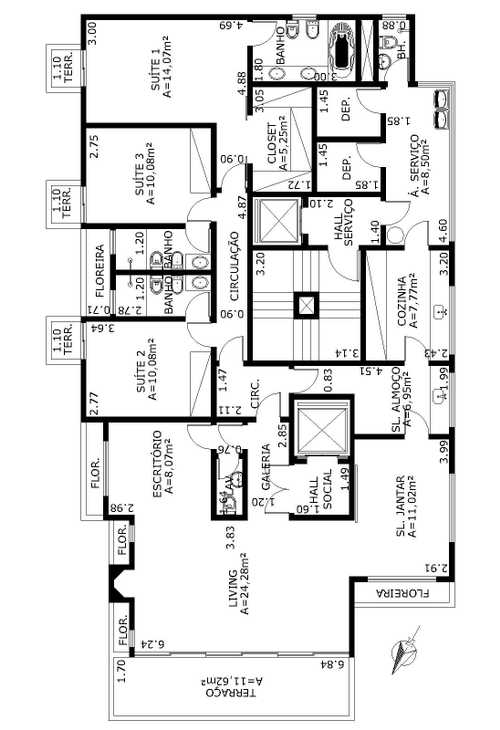 Apartamento à venda com 3 quartos, 200m² - Foto 3