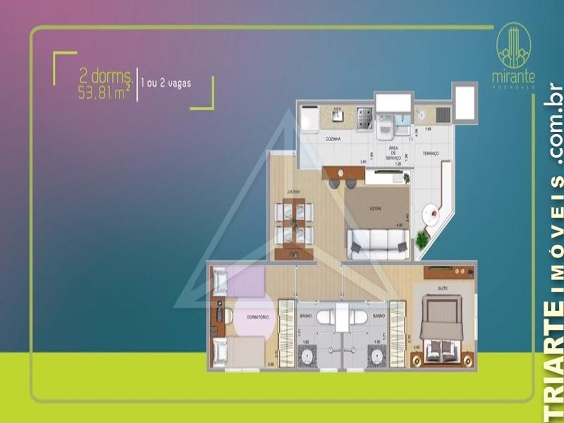 Apartamento à venda com 2 quartos, 53m² - Foto 3