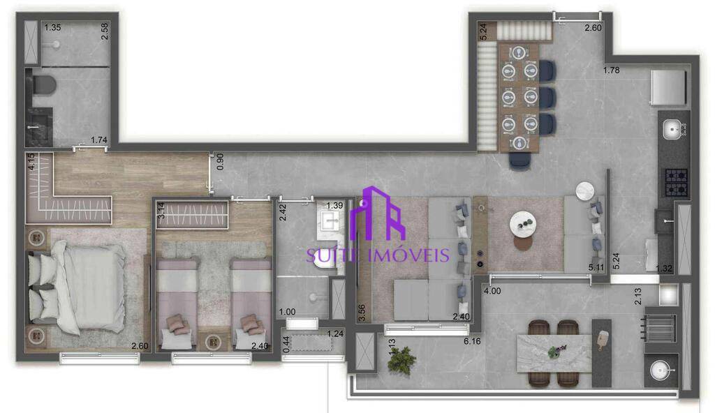 Apartamento à venda com 3 quartos, 110m² - Foto 2