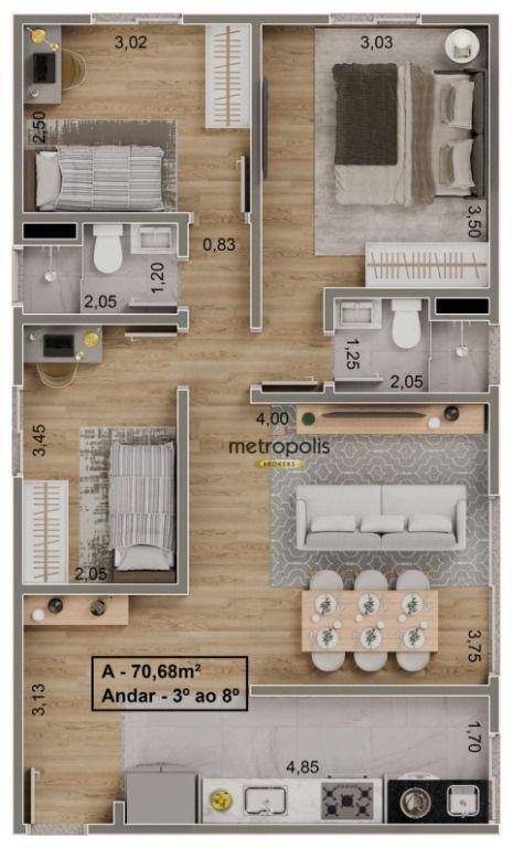 Apartamento à venda com 3 quartos, 70m² - Foto 10