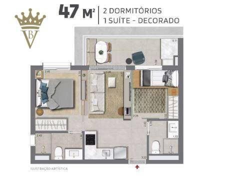 Apartamento à venda com 2 quartos, 47m² - Foto 3