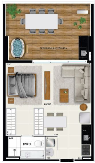 Apartamento, 1 quarto, 51 m² - Foto 54