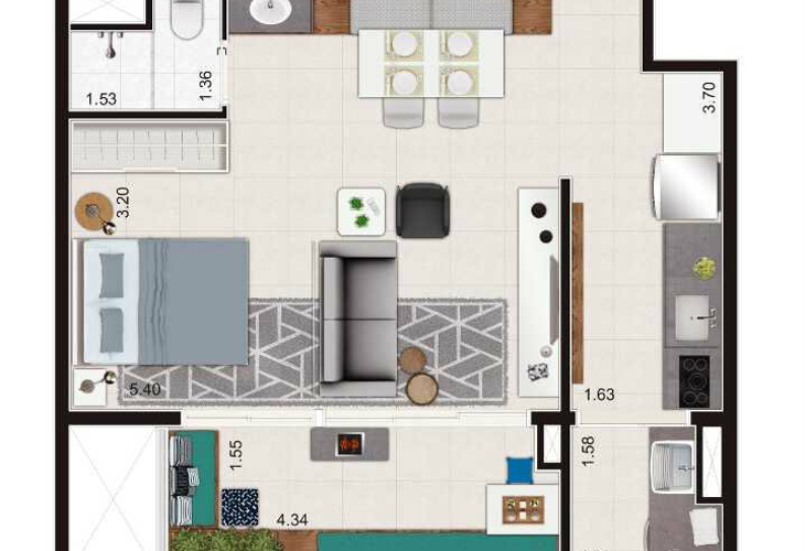 Apartamento à venda com 1 quarto, 45m² - Foto 6