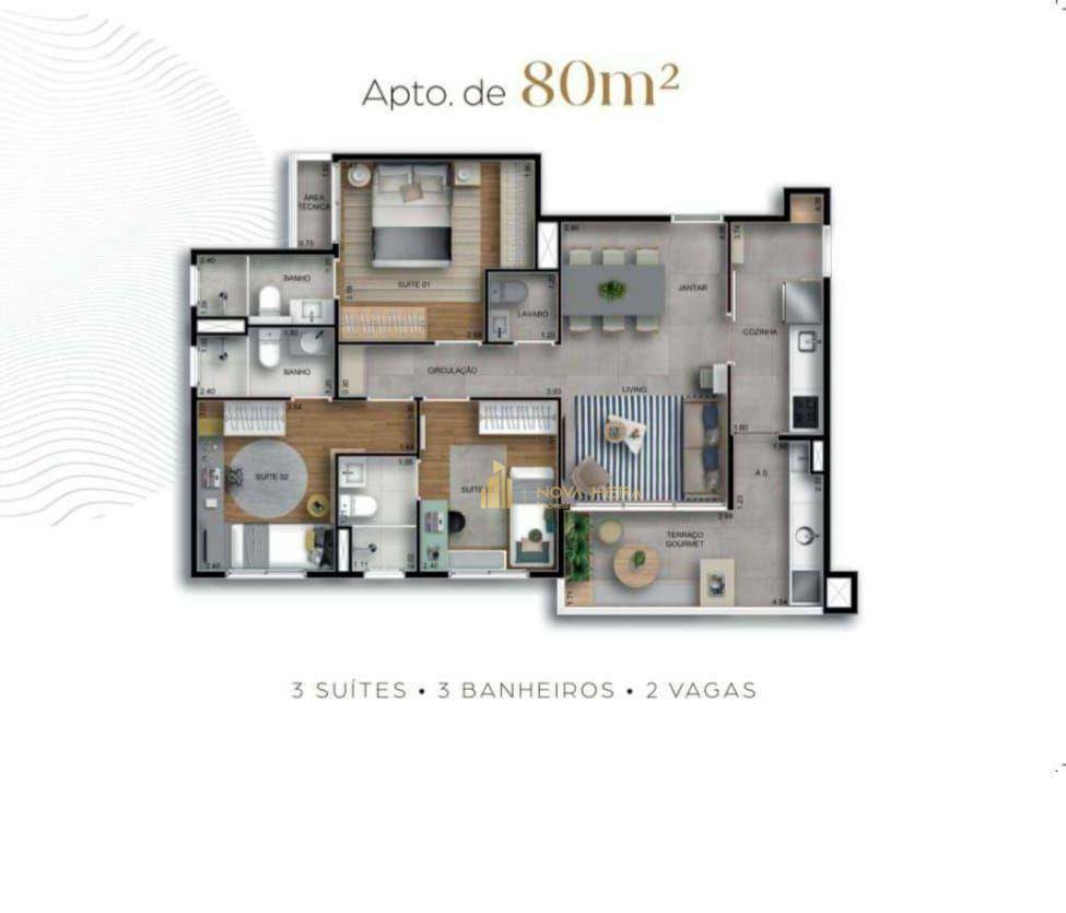 Apartamento à venda com 3 quartos, 80m² - Foto 4