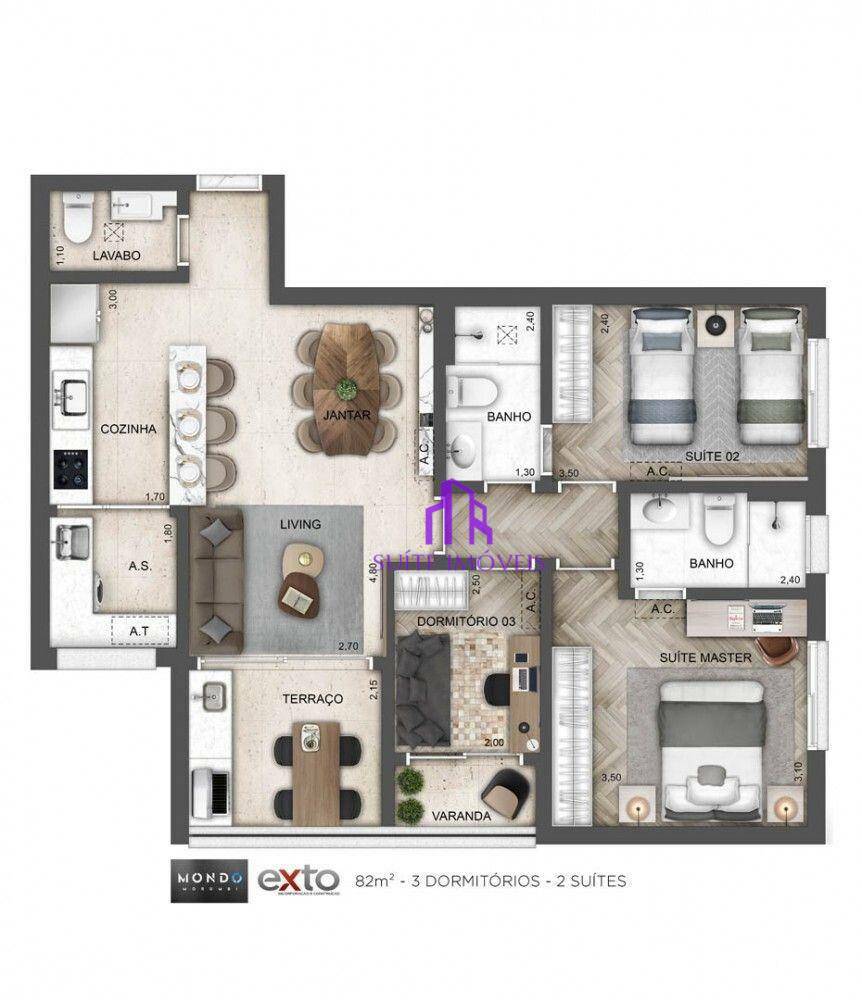 Apartamento à venda com 3 quartos, 137m² - Foto 4