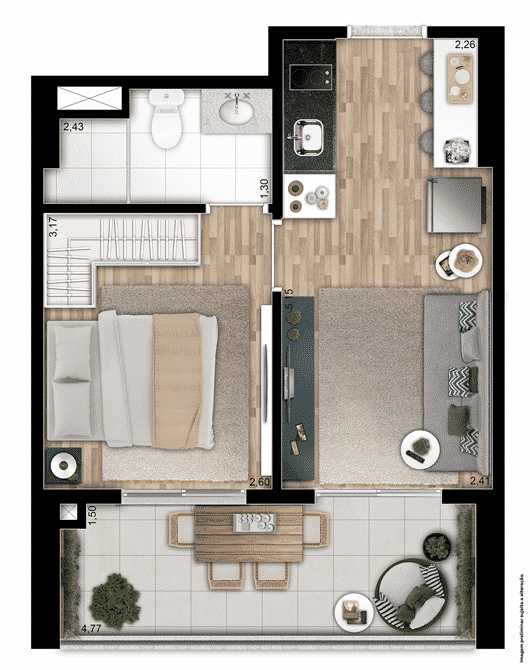 Apartamento à venda com 1 quarto, 35m² - Foto 3