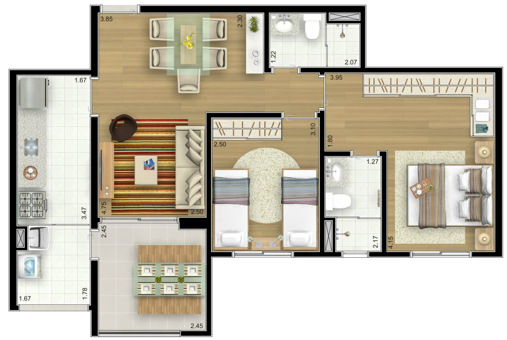 Apartamento à venda com 2 quartos, 66m² - Foto 2