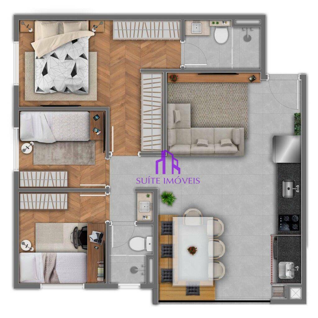 Apartamento à venda com 3 quartos, 60m² - Foto 3