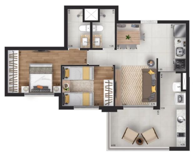 Apartamento à venda com 2 quartos, 68m² - Foto 9