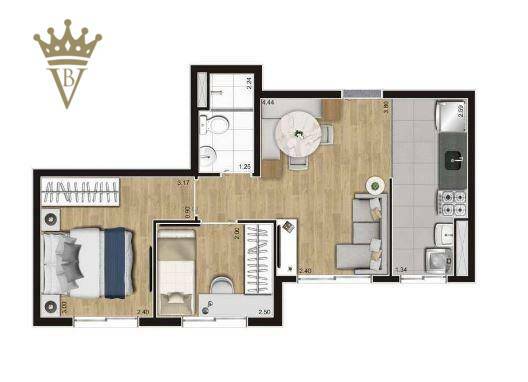 Apartamento à venda com 2 quartos, 38m² - Foto 2