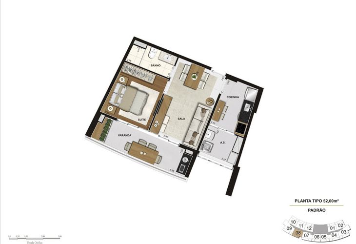 Apartamento à venda com 1 quarto, 52m² - Foto 2