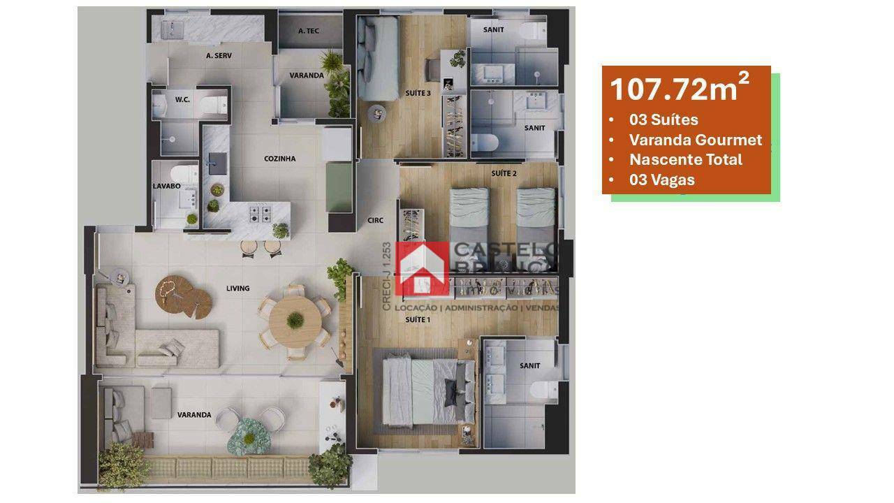 Apartamento à venda com 3 quartos, 107m² - Foto 11