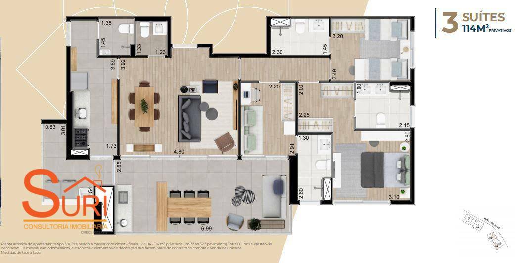 Apartamento à venda com 4 quartos, 146m² - Foto 3