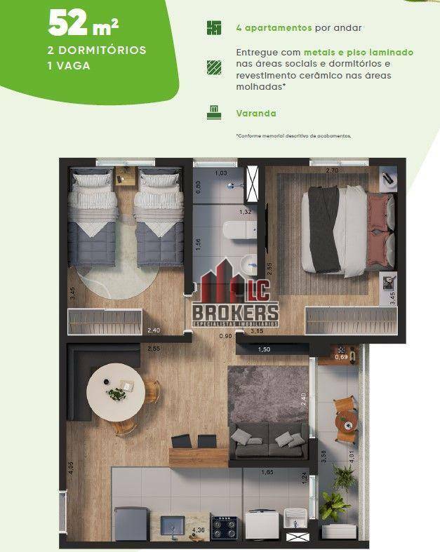 Apartamento à venda com 2 quartos, 52m² - Foto 16